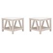 Pemberly Row Set of 2 Contemporary Spruce Wood End Tables in White Wash