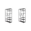 Pemberly Row Set of 2 Metal 6-Shelf Bookcases in Powder Coated Gray
