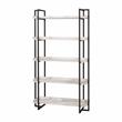 Pemberly Row Set of 2 Contemporary Wood 5-Tier Bookcases in Antique White