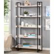 Pemberly Row Set of 2 Contemporary Wood 5-Tier Bookcases in Antique White