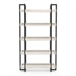 Pemberly Row Set of 2 Contemporary Wood 5-Tier Bookcases in Antique White