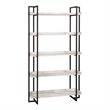 Pemberly Row Set of 2 Contemporary Wood 5-Tier Bookcases in Antique White