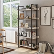 Pemberly Row Set of 2 Contemporary Wood 5-Tier Bookcases in Antique White