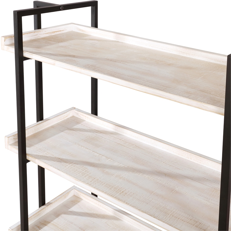 Pemberly Row Set of 2 Contemporary Wood 5-Tier Bookcases in Antique White
