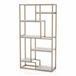 Pemberly Row Set of 2 Contemporary Metal 6-Shelf Bookcases in Gold Champagne