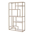 Pemberly Row Set of 2 Contemporary Metal 6-Shelf Bookcases in Gold Champagne