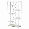 Pemberly Row Set of 2 Metal 7-Shelf Bookcases in Chrome and White