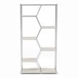 Pemberly Row Set of 2 Metal 7-Shelf Bookcases in Chrome and White