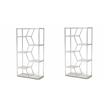 Pemberly Row Set of 2 Metal 7-Shelf Bookcases in Chrome and White
