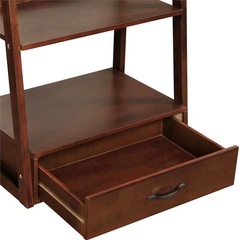 Pemberly Row Set of 2 Transitional Wood 1-Drawer Bookcases in Cherry
