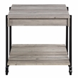 Pemberly Row Set of 2 Wood Natural End Tables with Metal Black Wheels