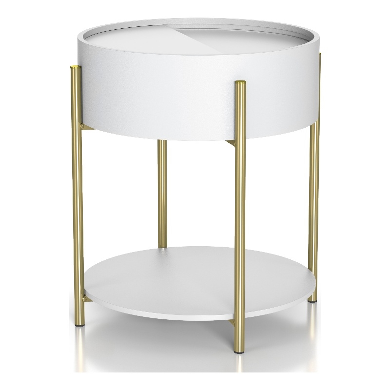 Pemberly Row Set of 2 Wood End Tables with Hidden Storage in White
