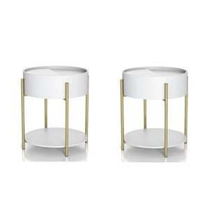 Pemberly Row Set of 2 Wood End Tables with Hidden Storage in White