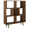 Pemberly Row Set of 2 Modern Particleboard Wood Bookcases in Walnut