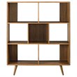 Pemberly Row Set of 2 Modern Particleboard Wood Bookcases in Walnut