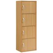 Pemberly Row Set of 2 4-Shelf 4 Door Multi-Purpose Wooden Bookcases in Beige