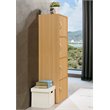 Pemberly Row Set of 2 4-Shelf 4 Door Multi-Purpose Wooden Bookcases in Beige