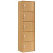 Pemberly Row Set of 2 5-Shelf 5 Door Multi-Purpose Wooden Bookcases in Beige