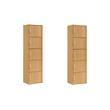Pemberly Row Set of 2 5-Shelf 5 Door Multi-Purpose Wooden Bookcases in Beige