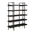 Pemberly Row Set of 2 Contemporary 5-Shelf Bookcases in Brown
