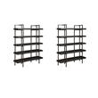 Pemberly Row Set of 2 Contemporary 5-Shelf Bookcases in Brown