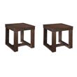 Pemberly Row Set of 2 Contemporary Square End Tables in Dark Brown