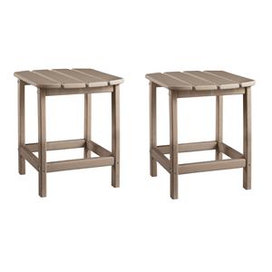 Pemberly Row Set of 2 Contemporary Patio End Tables in Grayish Brown
