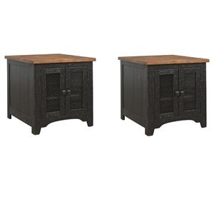 Pemberly Row Set of 2 24&quot Storage End Tables in Vintage Black