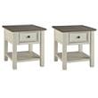 Pemberly Row Set of 2 Contemporary 1-Drawer End Tables in Antique White
