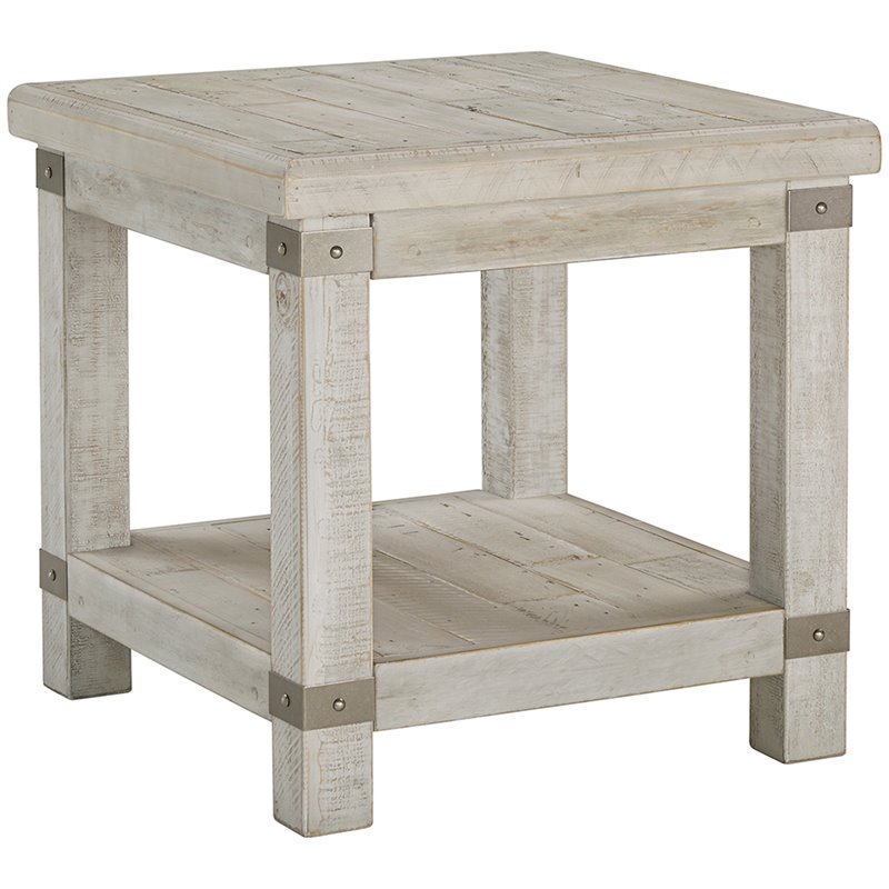 Pemberly Row Set of 2 Contemporary End Tables in Whitewash and Gray