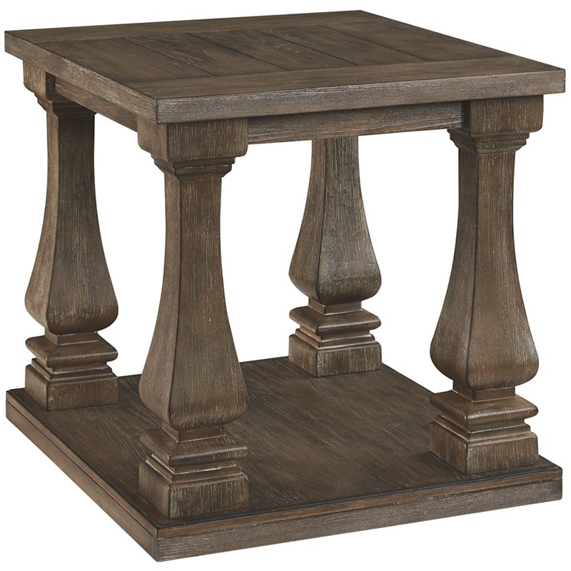 Pemberly Row Set of 2 Contemporary End Tables in Gray Finish