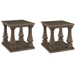 Pemberly Row Set of 2 Contemporary End Tables in Gray Finish