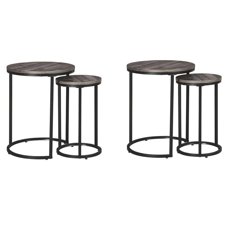 Pemberly Row Set of 2 2 Piece Nesting End Tables Set in Gray and Black