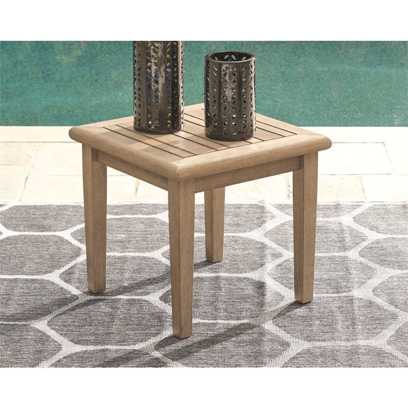 Pemberly Row Set of 2 Square Patio End Tables in Grayish Brown