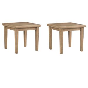 Pemberly Row Set of 2 Square Patio End Tables in Grayish Brown