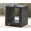 Pemberly Row Set of 2 Contemporary Square Patio End Tables in Brown