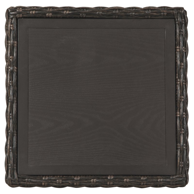 Pemberly Row Set of 2 Contemporary Square Patio End Tables in Brown