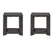 Pemberly Row Set of 2 Contemporary Square Patio End Tables in Brown