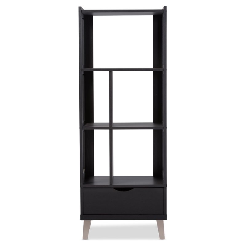 Pemberly Row Set of 2 Contemporary Wood Bookcases in Espresso