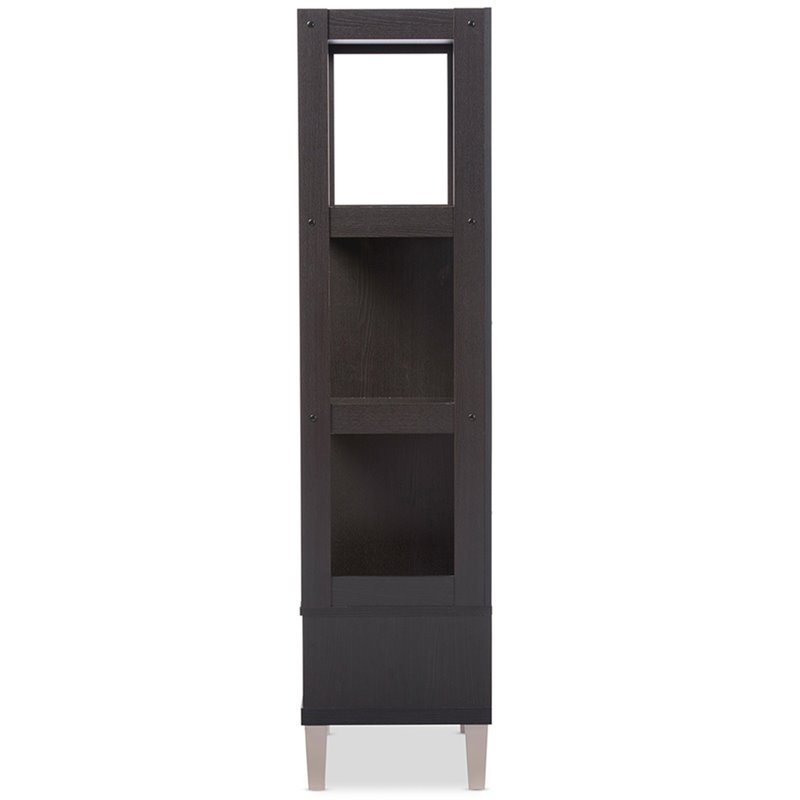 Pemberly Row Set of 2 Contemporary Wood Bookcases in Espresso