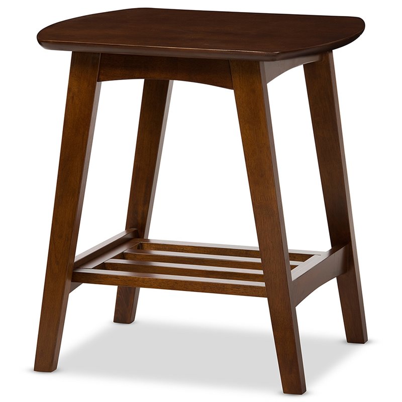 Pemberly Row Set of 2 Contemporary End Tables in Dark Walnut