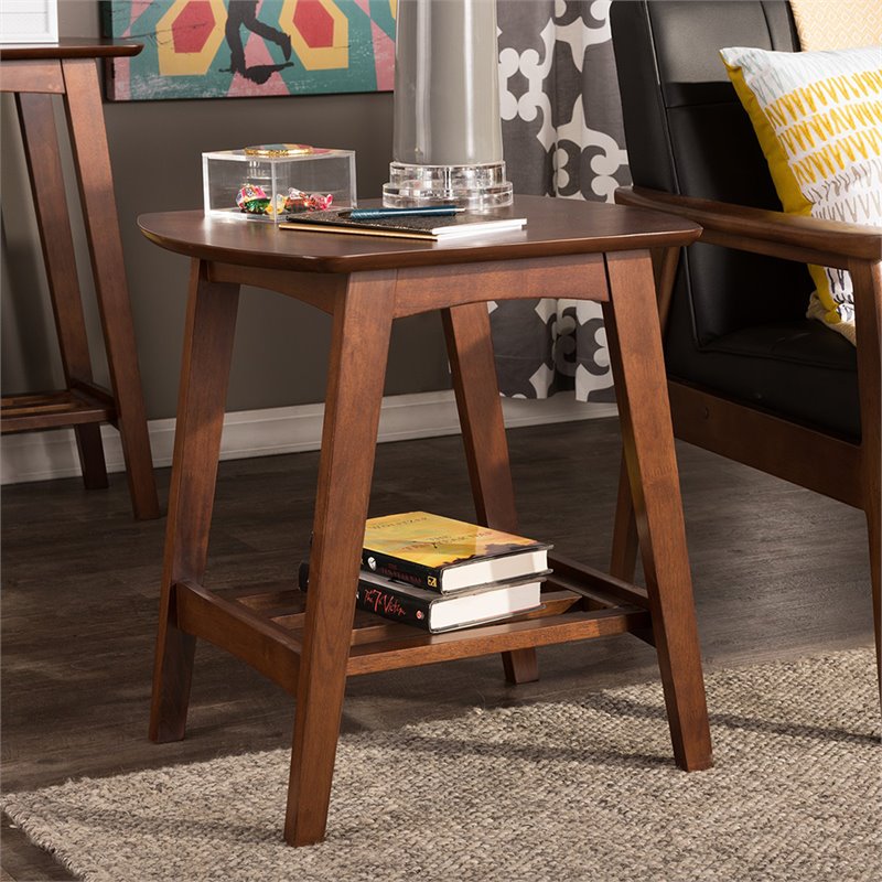 Pemberly Row Set of 2 Contemporary End Tables in Dark Walnut