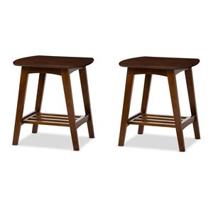 Pemberly Row Set of 2 Contemporary End Tables in Dark Walnut