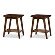 Pemberly Row Set of 2 Contemporary End Tables in Dark Walnut