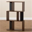 Pemberly Row Set of 2 3-Shelf Display Bookcases in Brown and Dark Grey