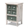 Pemberly Row Set of 2 Farmhouse 5-Drawer Wood End Tables in White and Teal
