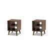 Pemberly Row Set of 2 Contemporary Wood End Tables in Brown Finish