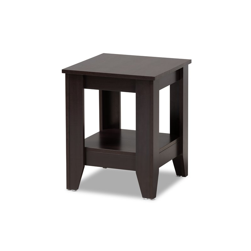 Pemberly Row Set of 2 Contemporary Dark Browned Wood End Tables