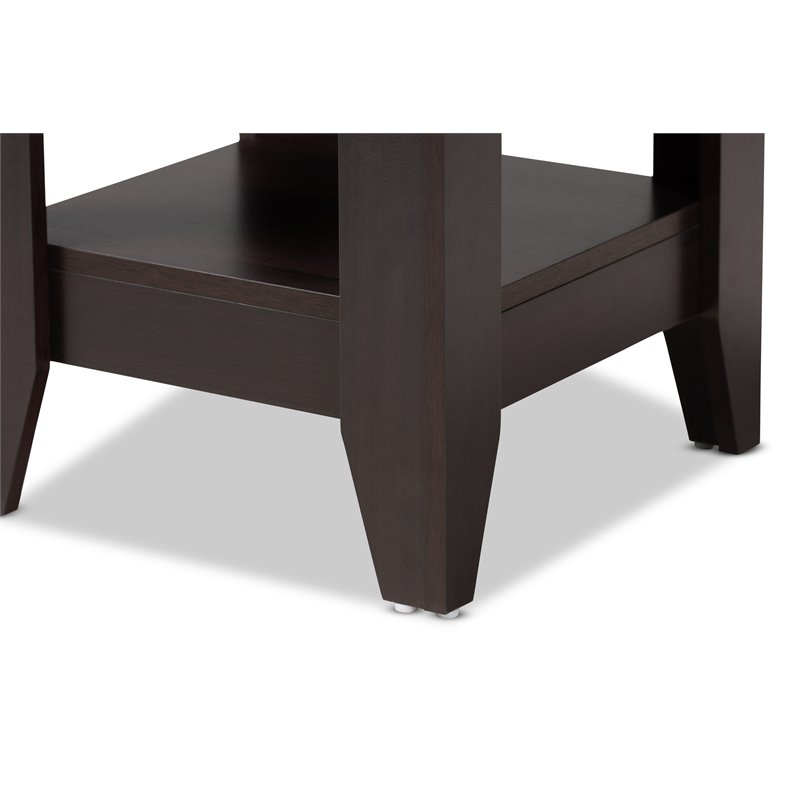 Pemberly Row Set of 2 Contemporary Dark Browned Wood End Tables