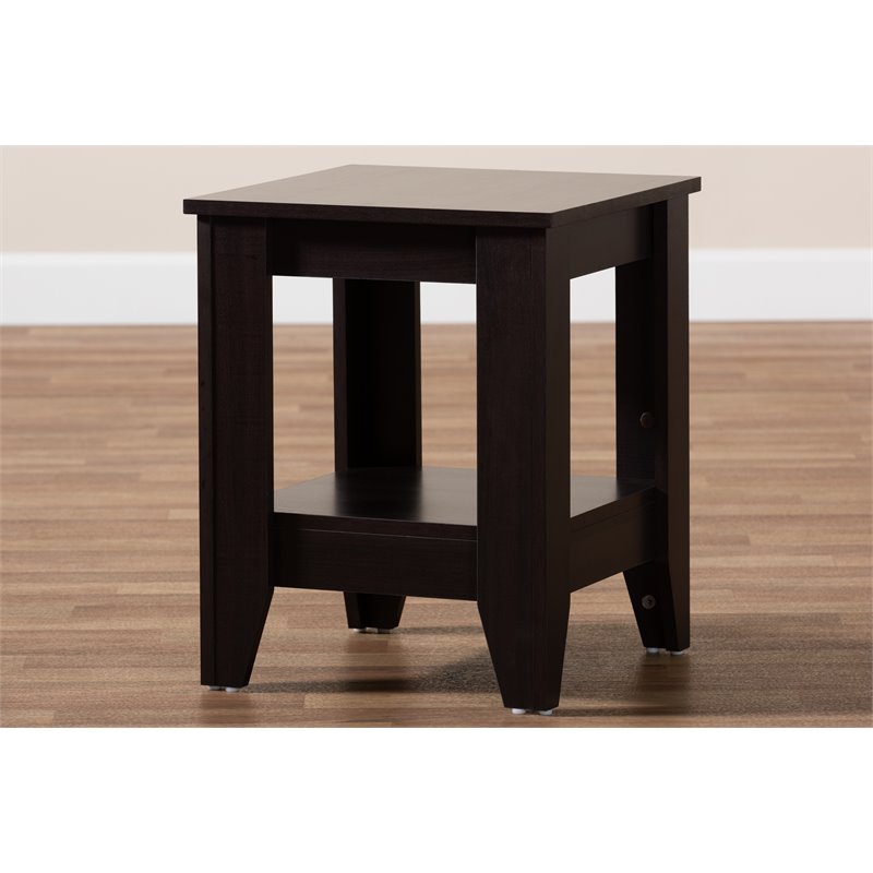Pemberly Row Set of 2 Contemporary Dark Browned Wood End Tables